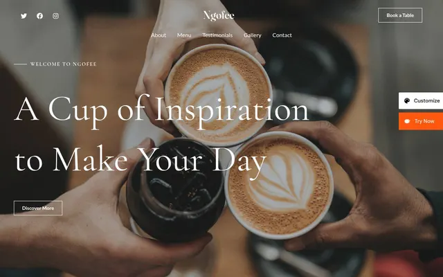 Coffee Shop — screenshot of the live demo, taken by us