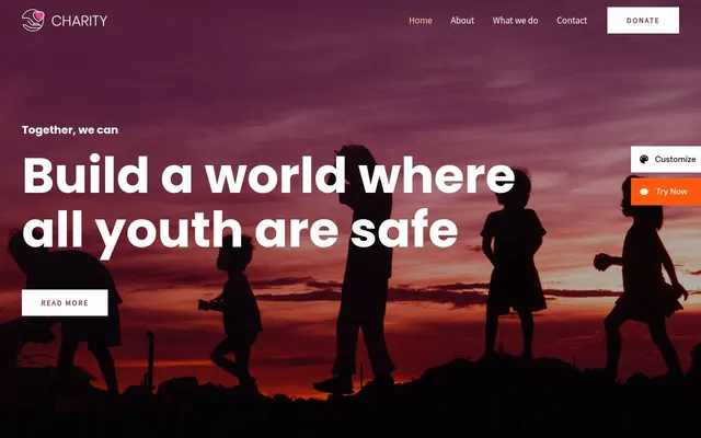 Charity — screenshot of the live demo, taken by us
