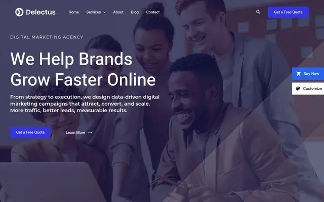 Digital Marketing Agency — screenshot of the live demo, taken by us