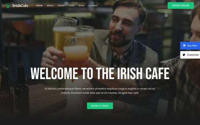 Pub and Bar — screenshot of the live demo, taken by us