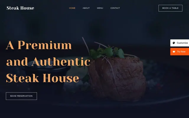Steak House — screenshot of the live demo, taken by us
